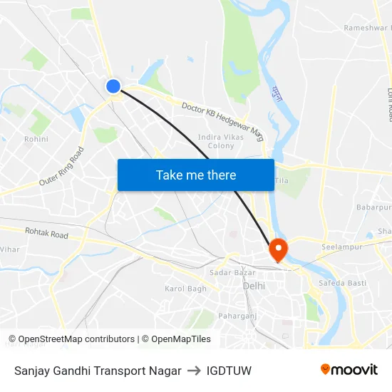 Sanjay Gandhi Transport Nagar to IGDTUW map