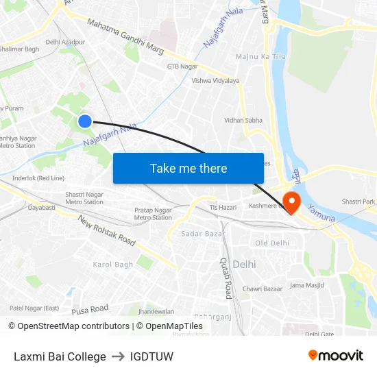 Laxmi Bai College to IGDTUW map