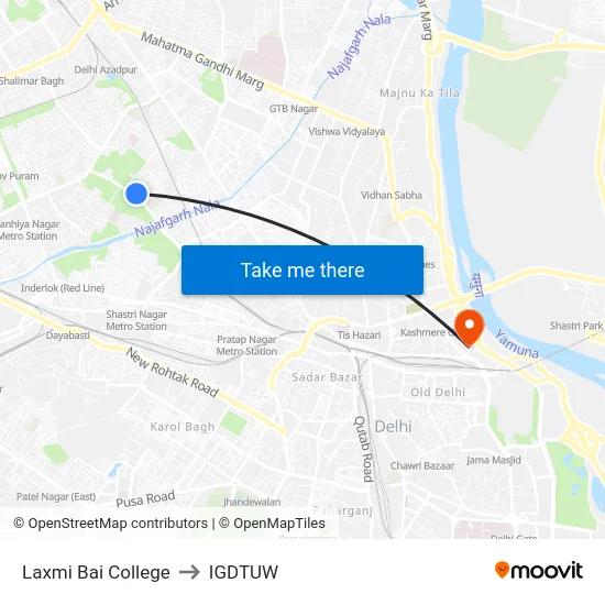 Laxmi Bai College to IGDTUW map