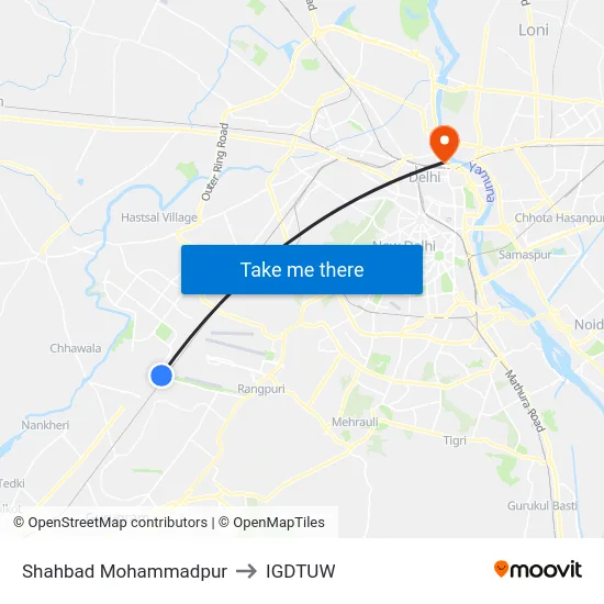 Shahbad Mohammadpur to IGDTUW map