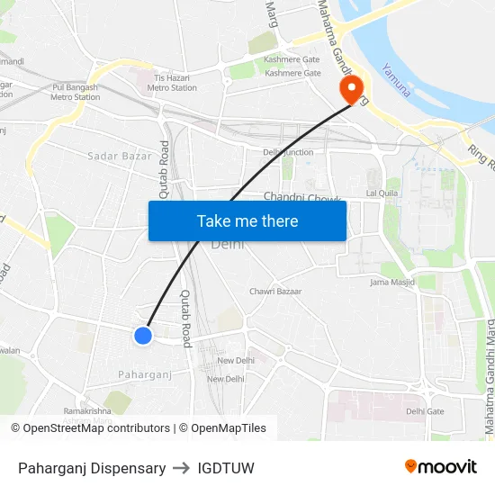 Paharganj Dispensary to IGDTUW map