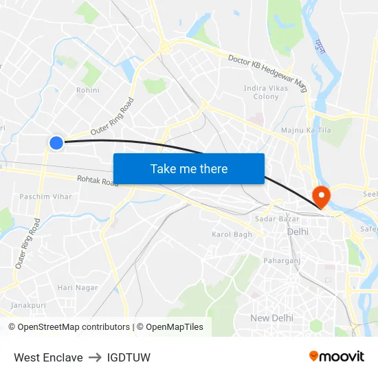 West Enclave to IGDTUW map