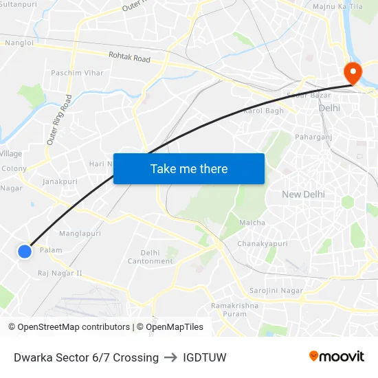Dwarka Sector 6/7 Crossing to IGDTUW map