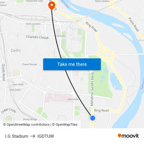 I.G Stadium to IGDTUW map