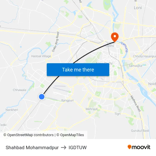 Shahbad Mohammadpur to IGDTUW map