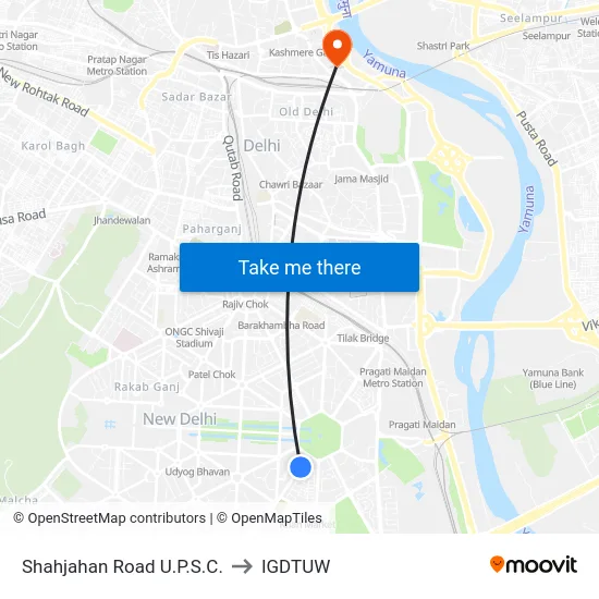 Shahjahan Road U.P.S.C. to IGDTUW map