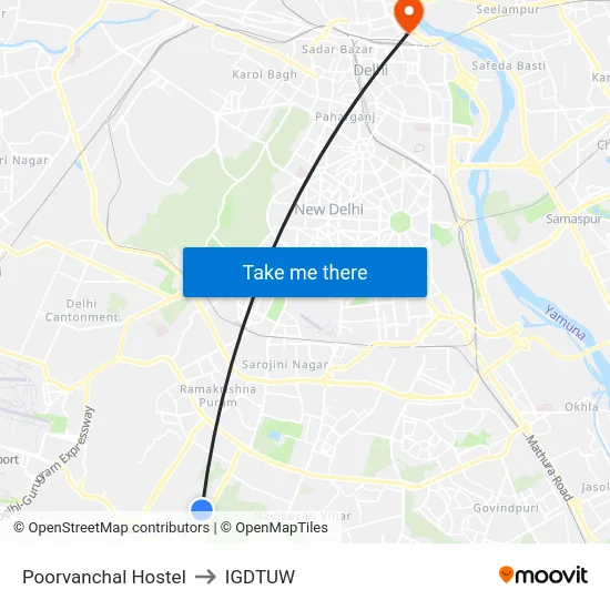 Poorvanchal Hostel to IGDTUW map