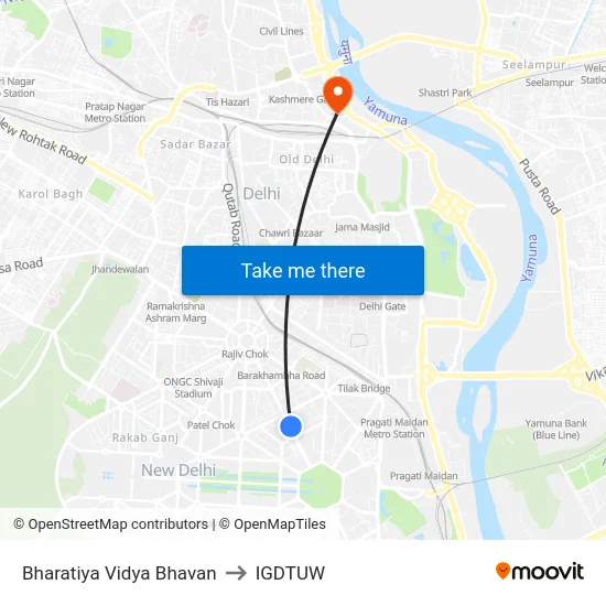 Bharatiya Vidya Bhavan to IGDTUW map