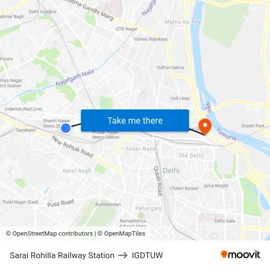 Sarai Rohilla Railway Station to IGDTUW map