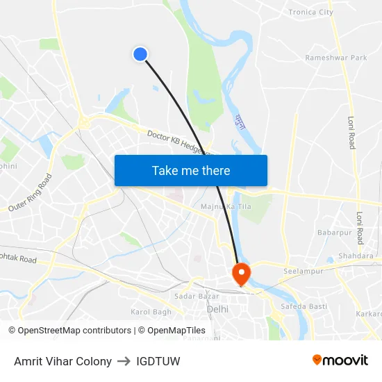 Amrit Vihar Colony to IGDTUW map
