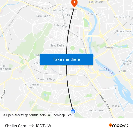 Sheikh Sarai to IGDTUW map