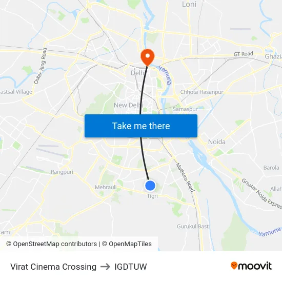 Virat Cinema Crossing to IGDTUW map