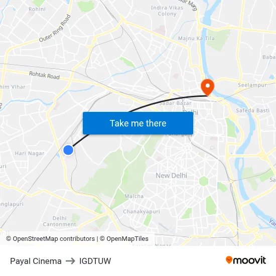 Payal Cinema to IGDTUW map