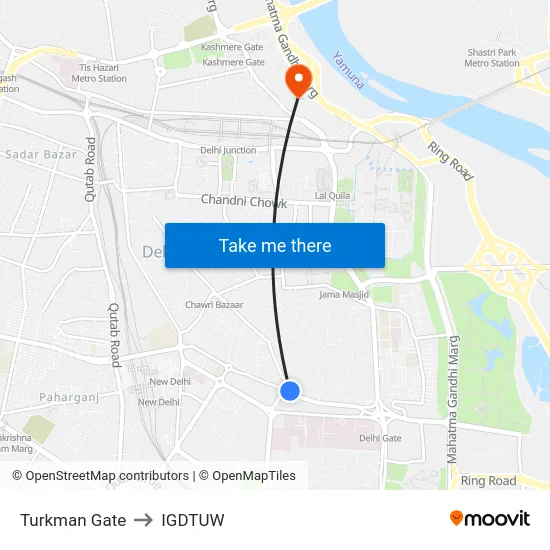 Turkman Gate to IGDTUW map