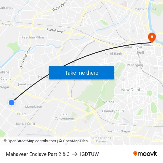Mahaveer Enclave Part 2 & 3 to IGDTUW map