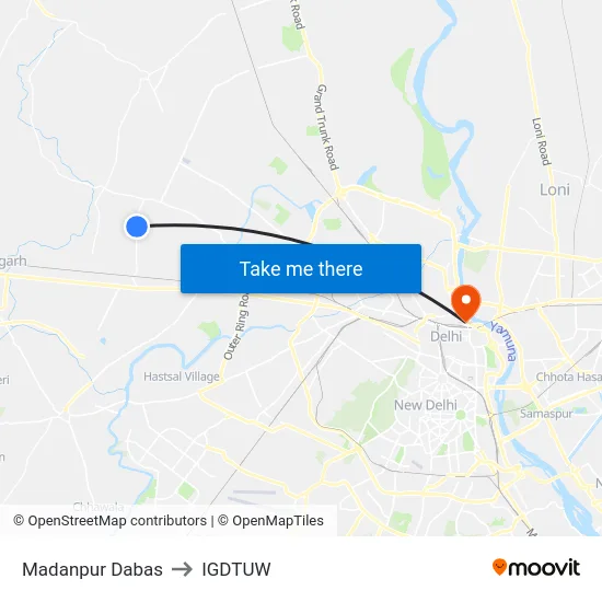 Madanpur Dabas to IGDTUW map
