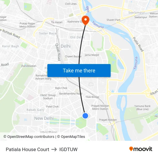 Patiala House Court to IGDTUW map