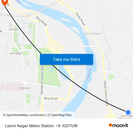Laxmi Nagar Metro Station to IGDTUW map