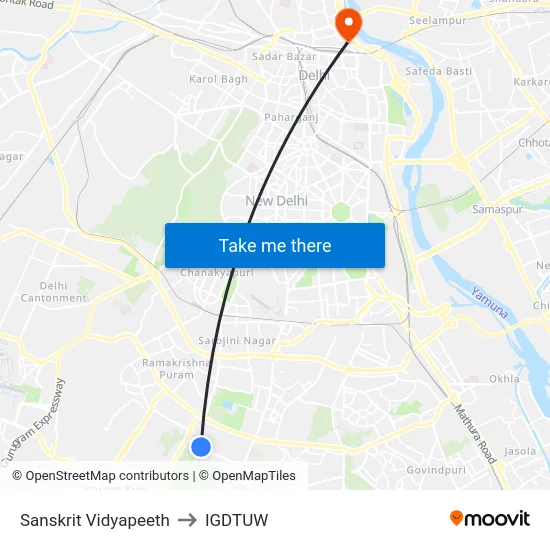 Sanskrit Vidyapeeth to IGDTUW map