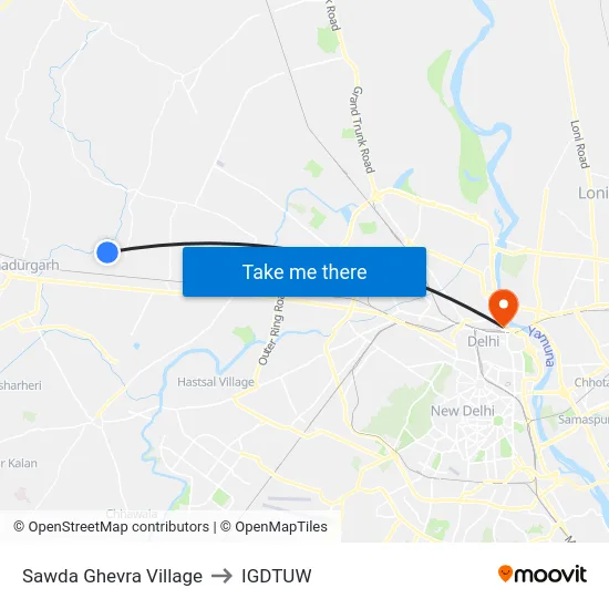 Sawda Ghevra Village to IGDTUW map