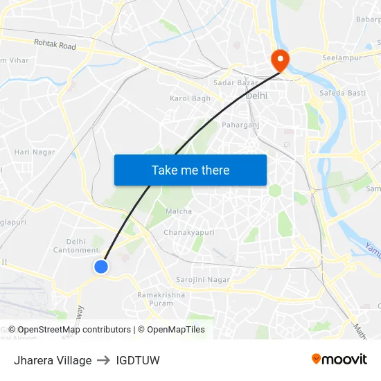 Jharera Village to IGDTUW map