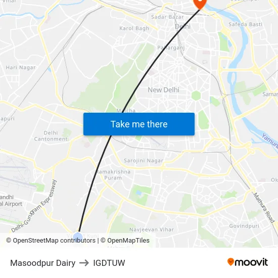 Masoodpur Dairy to IGDTUW map
