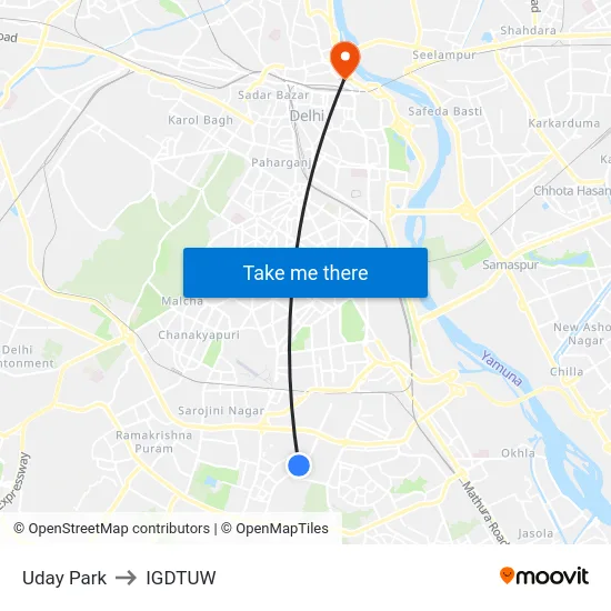 Uday Park to IGDTUW map