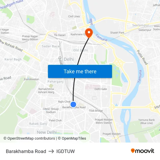 Barakhamba Road to IGDTUW map