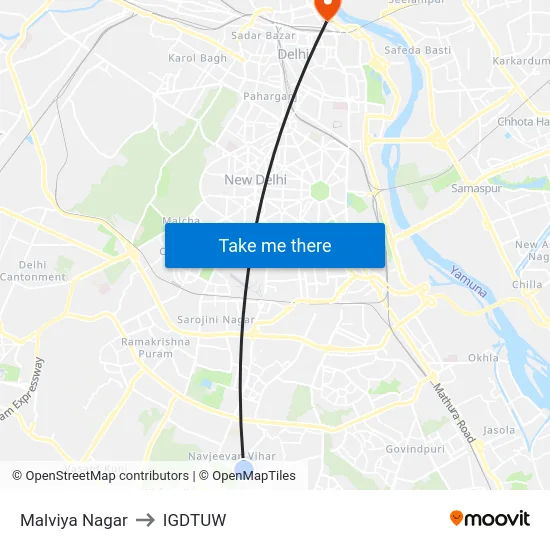 Malviya Nagar to IGDTUW map
