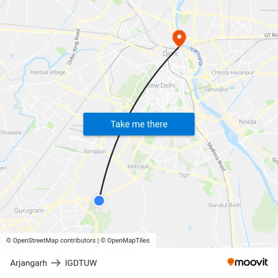 Arjangarh to IGDTUW map