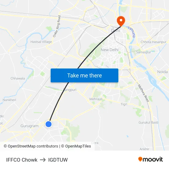 IFFCO Chowk to IGDTUW map