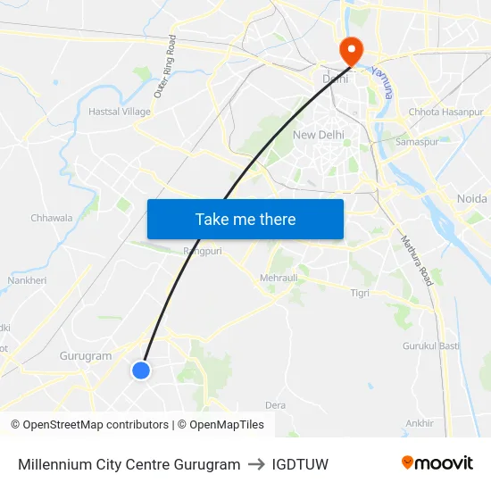 Millennium City Centre Gurugram to IGDTUW map