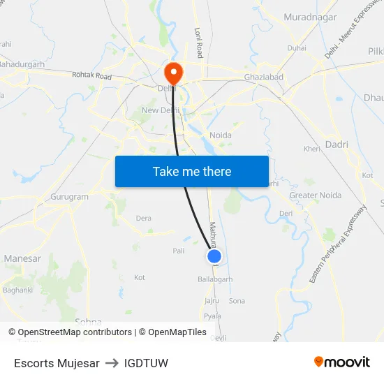 Escorts Mujesar to IGDTUW map