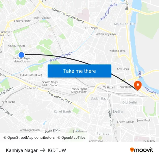 Kanhiya Nagar to IGDTUW map