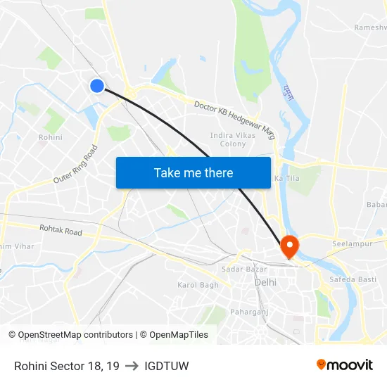 Rohini Sector 18, 19 to IGDTUW map