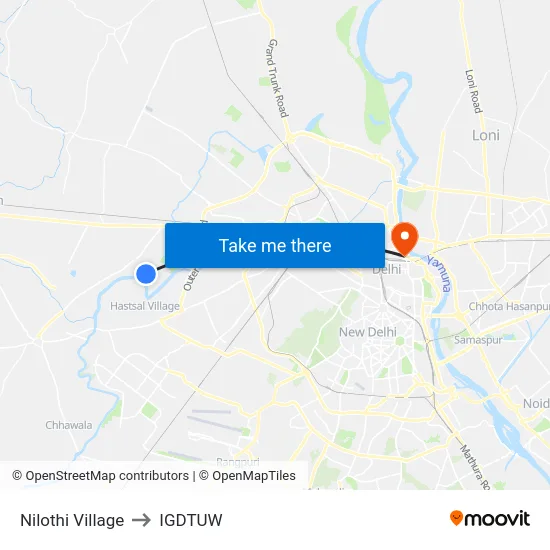 Nilothi Village to IGDTUW map
