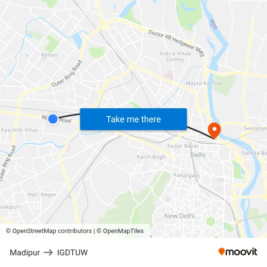 Madipur to IGDTUW map