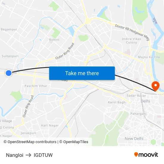 Nangloi to IGDTUW map