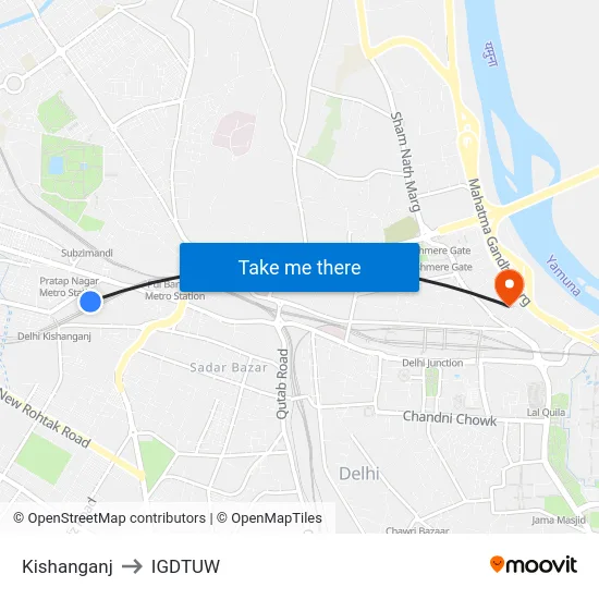 Kishanganj to IGDTUW map