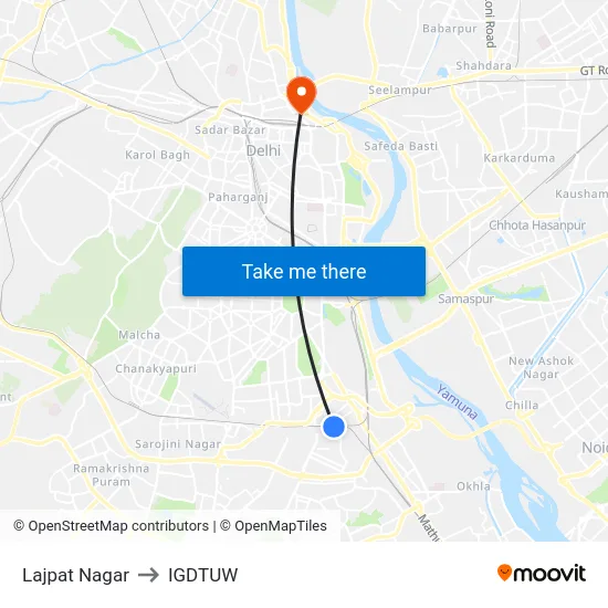 Lajpat Nagar to IGDTUW map