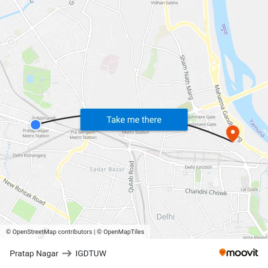 Pratap Nagar to IGDTUW map