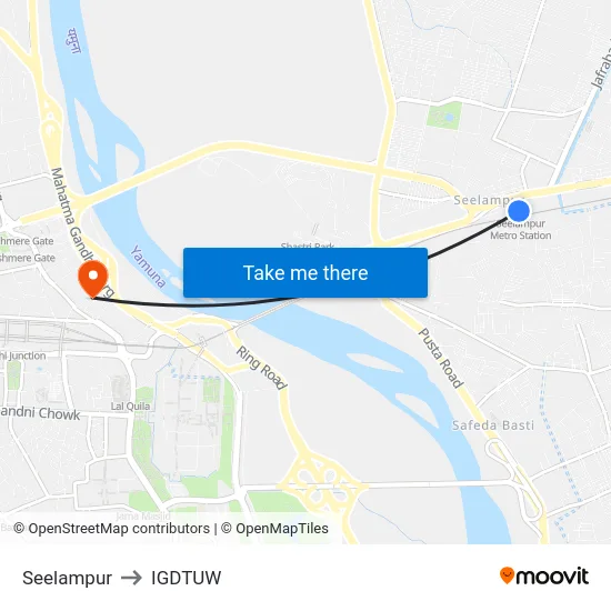 Seelampur to IGDTUW map