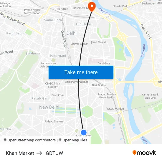 Khan Market to IGDTUW map