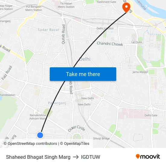 Shaheed Bhagat Singh Marg to IGDTUW map