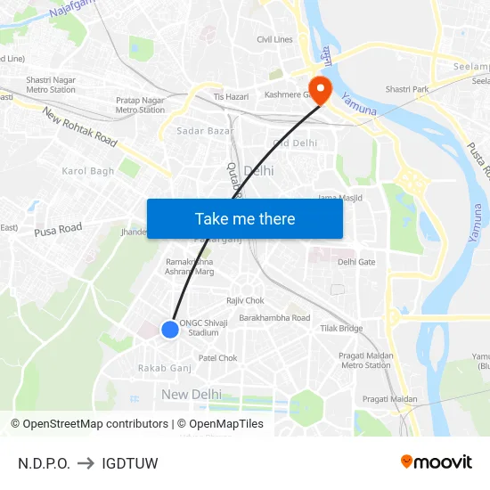 N.D.P.O. to IGDTUW map