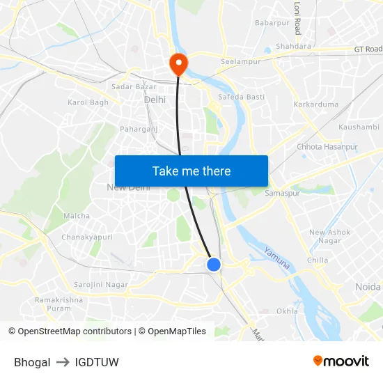 Bhogal to IGDTUW map