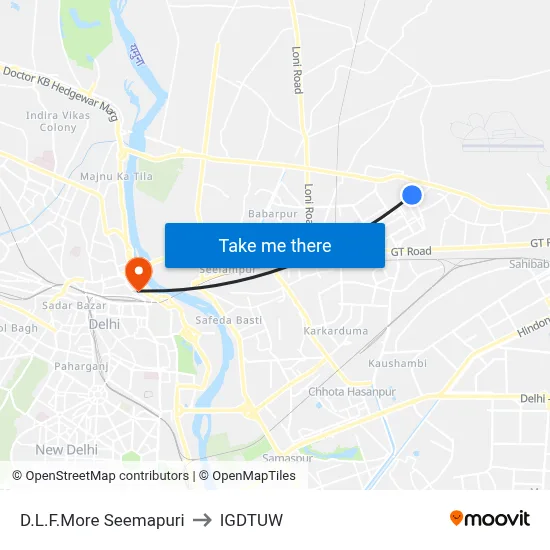 D.L.F.More Seemapuri to IGDTUW map