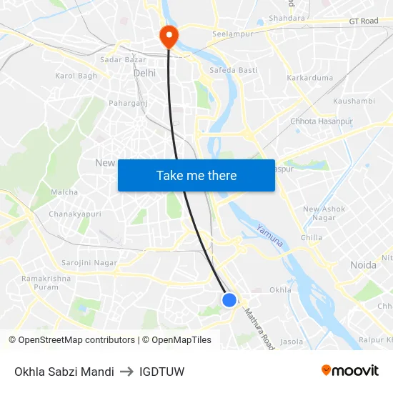 Okhla Sabzi Mandi to IGDTUW map