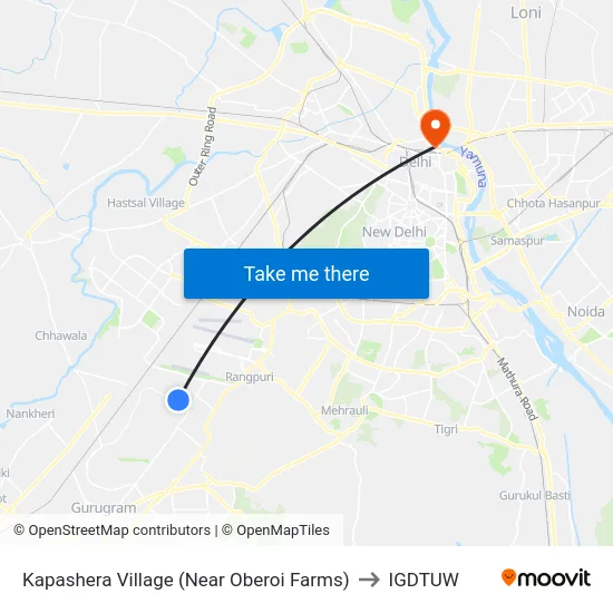 Kapashera Village (Near Oberoi Farms) to IGDTUW map