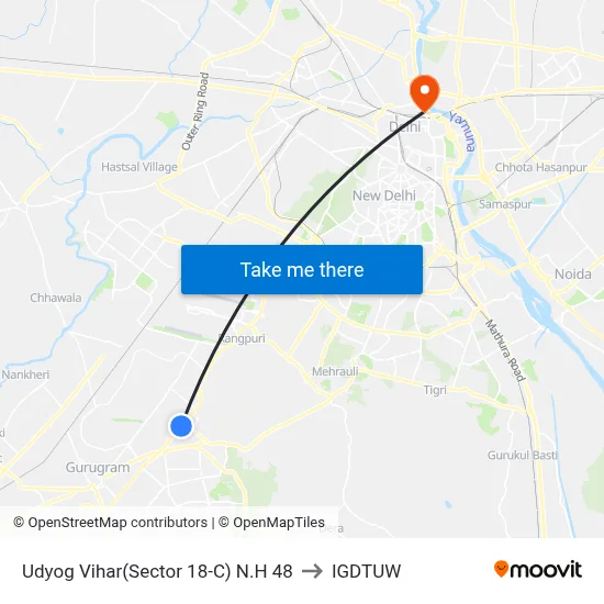 Udyog Vihar(Sector 18-C) N.H 48 to IGDTUW map